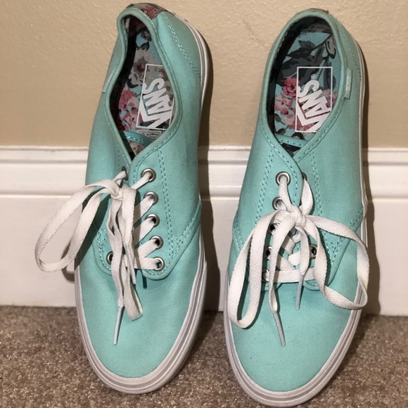 Teal women’s ankle height vans - Picture 2 of 5